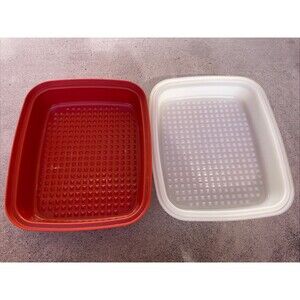 Tupperware 1518-2 Red Paprika Marinade Container Storage Dish & Lid 1518 Clean